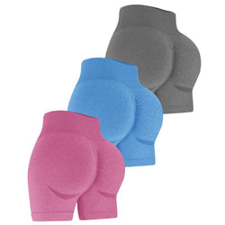 Workout Shorts Yoga Sets 3 Piece Seamless High Waist Scrunch Smile Booty Gym Running Biker Shorts Butt Lifting